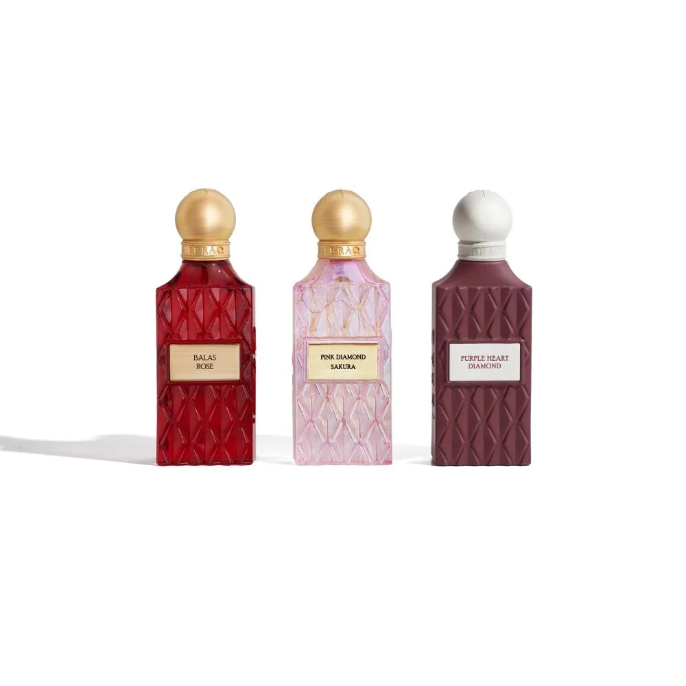 Ibraq Maroon Diamond Set van Eau de Parfum voor dames - 3 x 75 ml