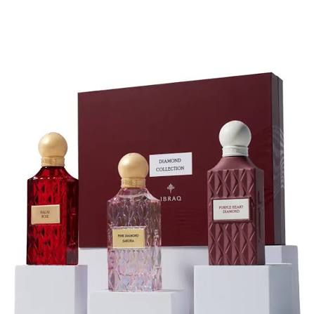 Ibraq Maroon Diamond Set van Eau de Parfum voor dames - 3 x 75 ml